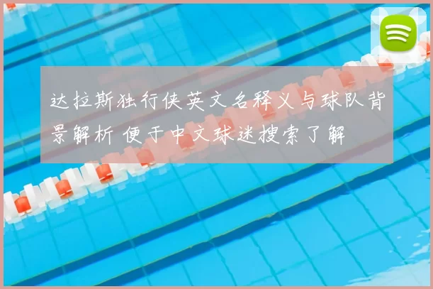 达拉斯独行侠英文名释义与球队背景解析 便于中文球迷搜索了解